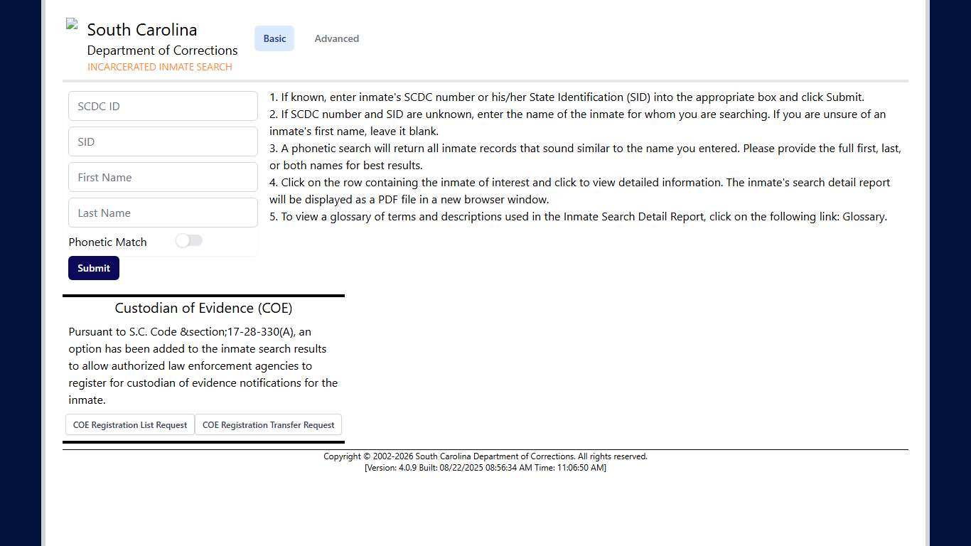 Incarcerated Inmate Search