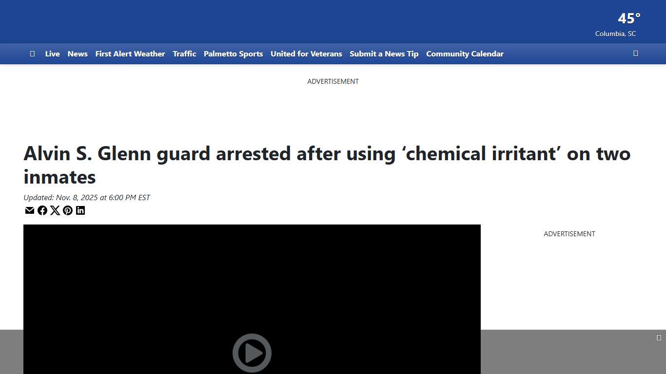 Alvin S. Glenn guard arrested after using ‘chemical irritant’ on two inmates